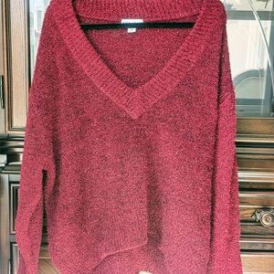Burgundy Sparkle V-Neck Sweater – Ava & Viv